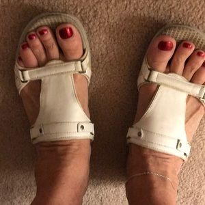 White Merrell sandals